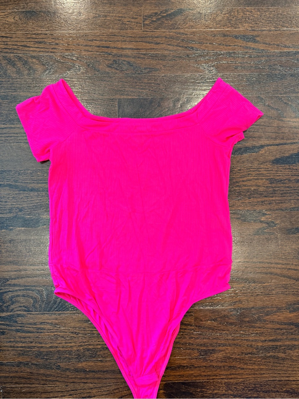 torrid Bright Hot Pink Off-Shoulder ribbed Bodysuit